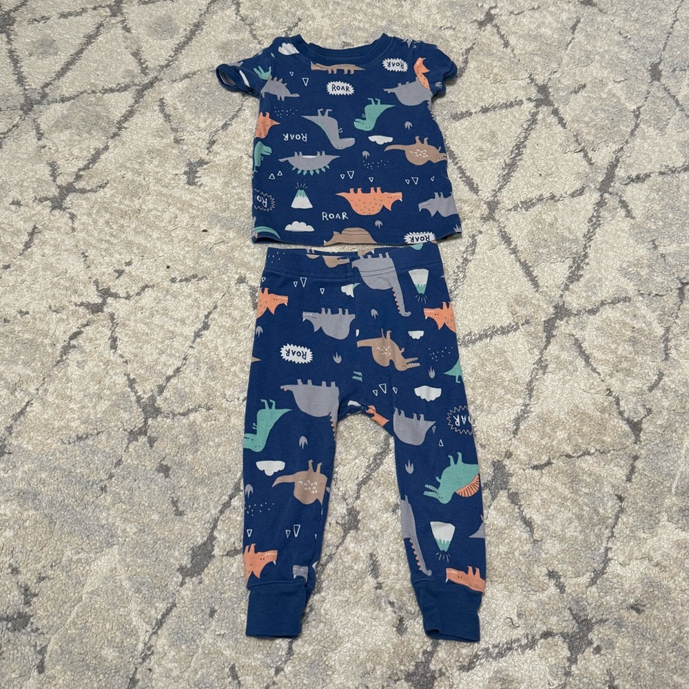 Dinosaur Print Kids Pajamas - Blue